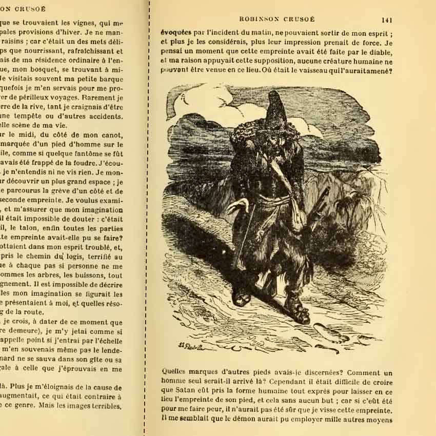 1840 год. Жан-Жак Гранвиль. Иллюстрация к роману Дефо «Робинзон Крузо»